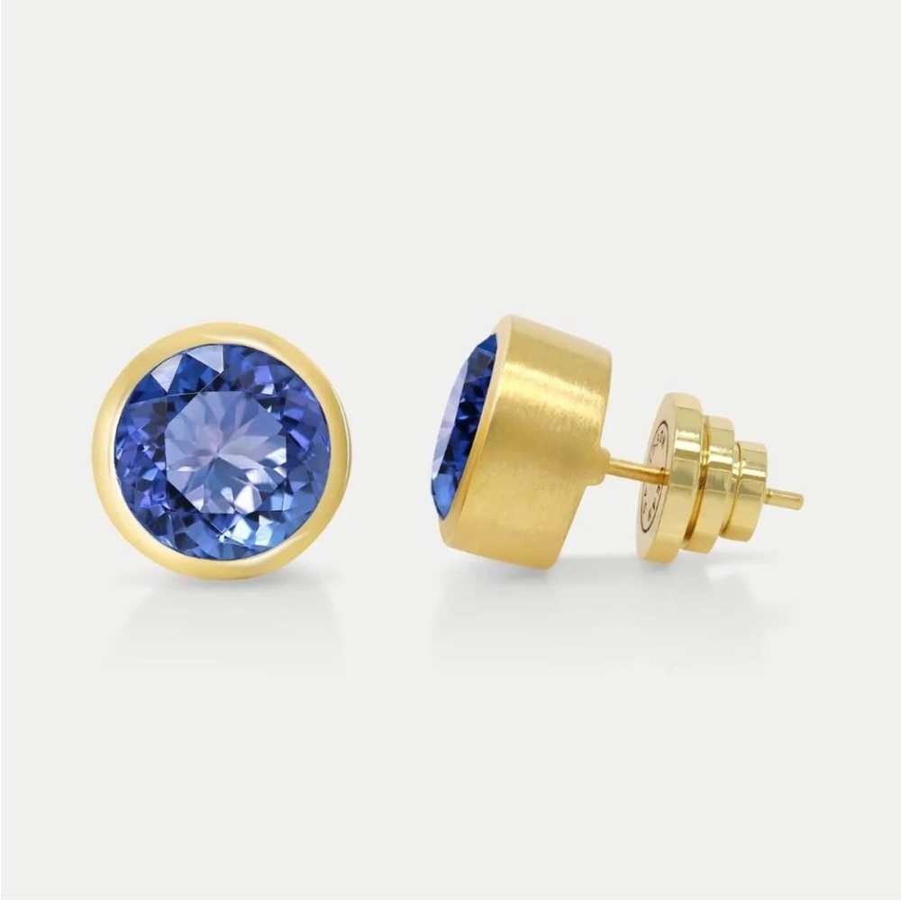 Dean Davidson MINI Knockout Studs Brushed Gold Midnight Blue